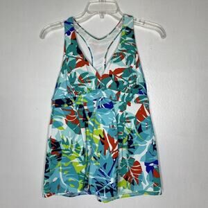 Lands End Swim Tankini Top Womens 6 Multicolor Floral Print Racerback Suit